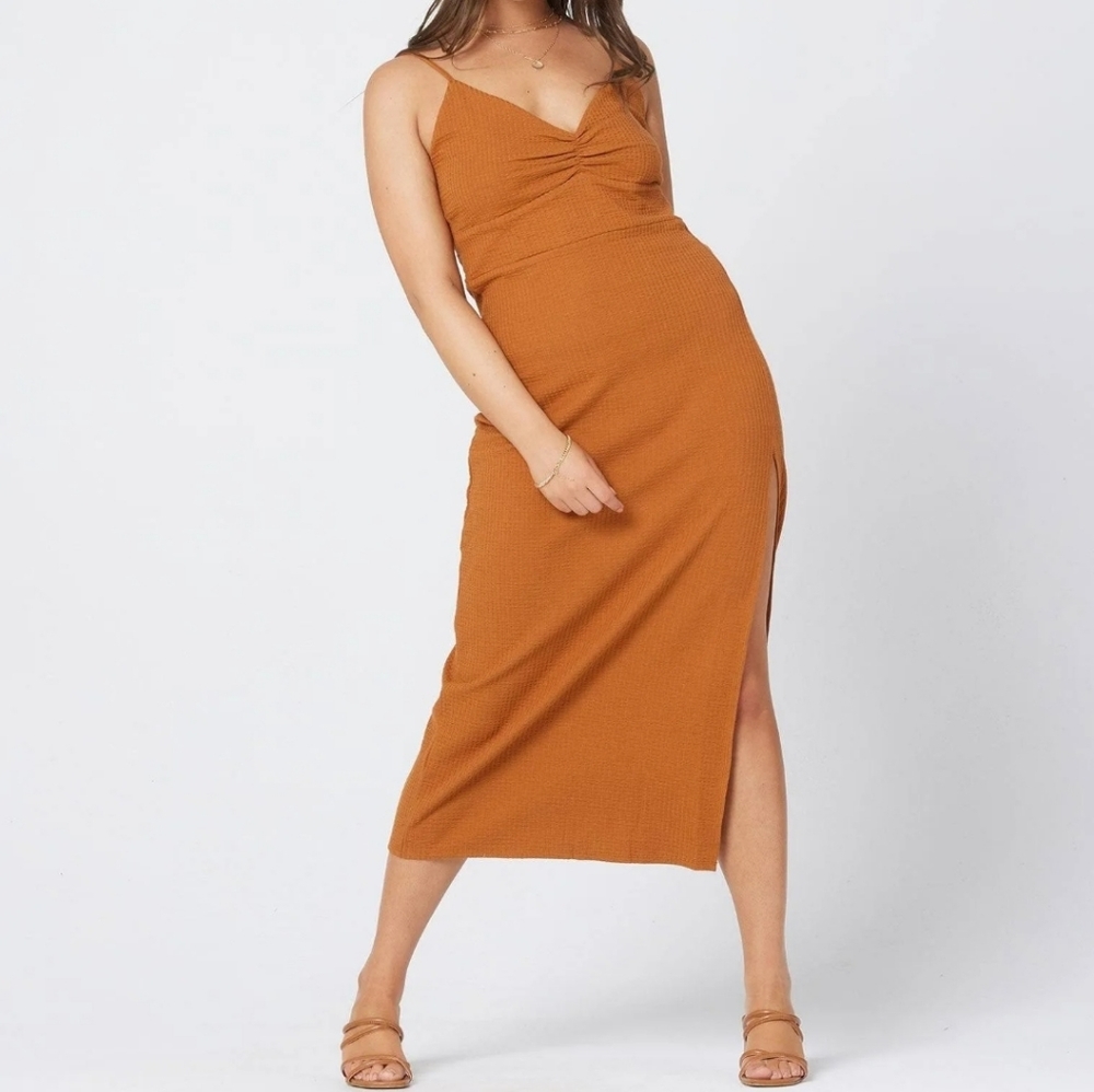 NWT L Space Imogen Midi Dress Orange Brown Size XL - Picture 2 of 8